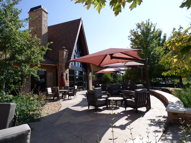 The Anthem Ranch clubhouse patio in Broomfield, Colorado